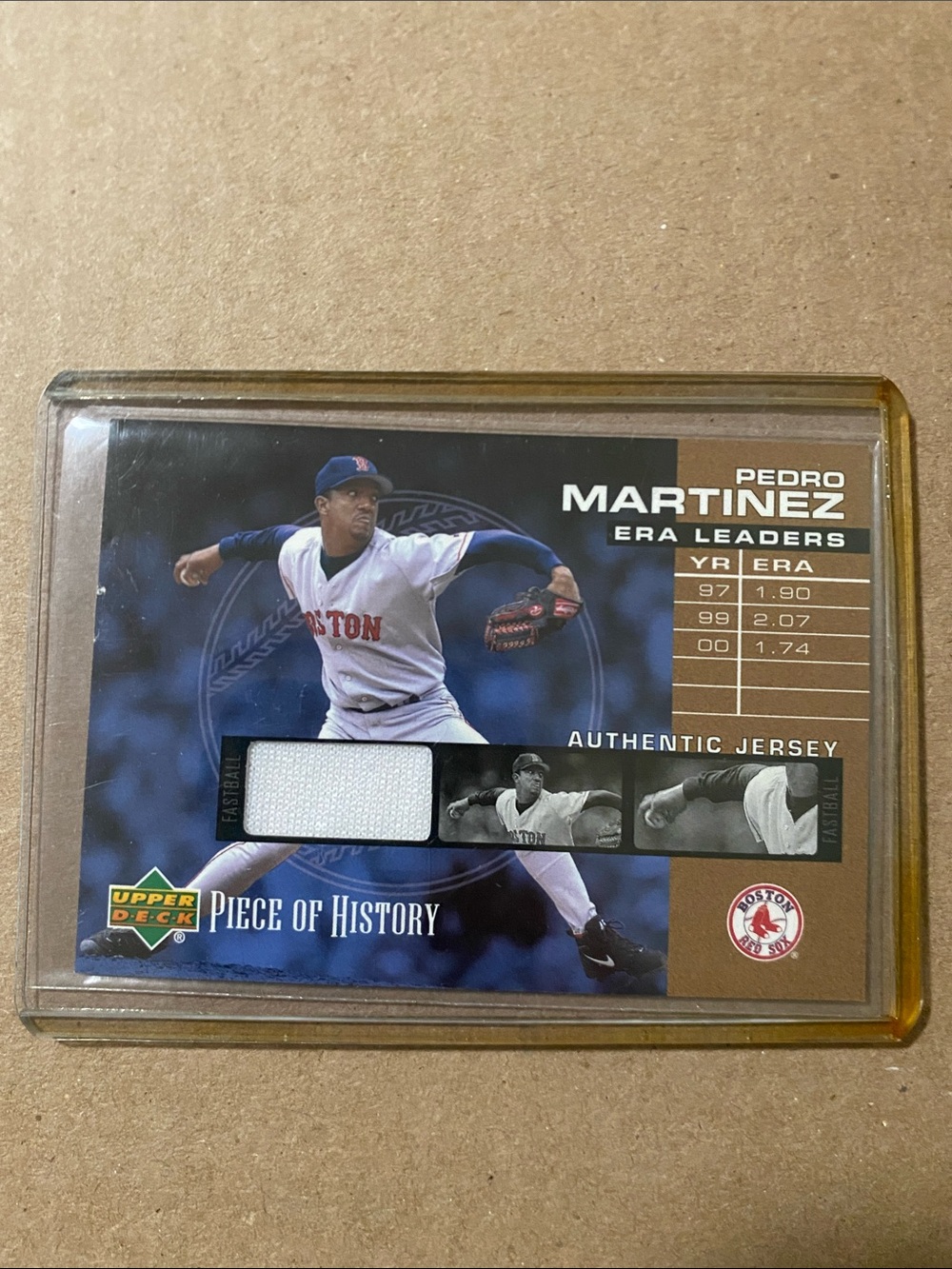 Pedro Martinez Authentic Jersey Baseball Card - Blue/Brown